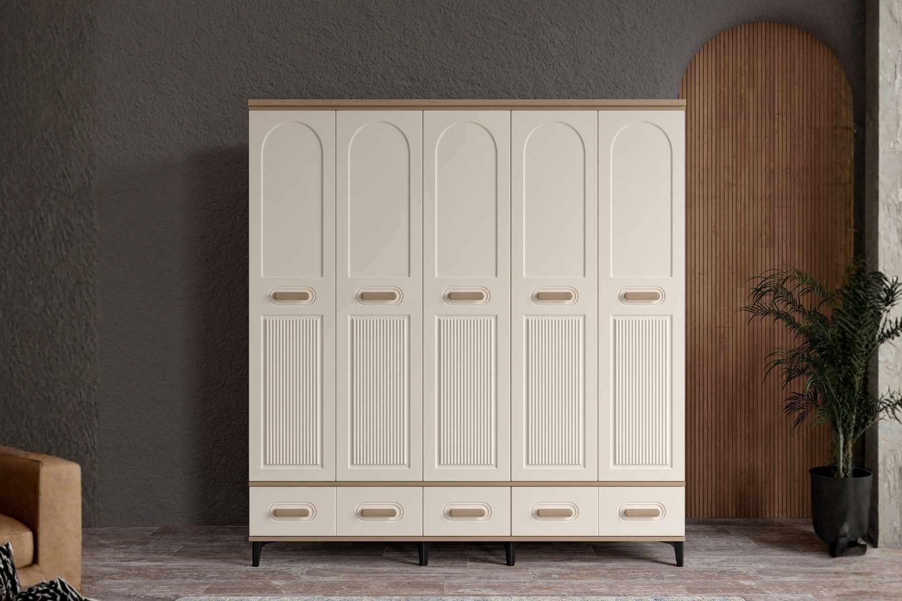 Hima Walnut 5 Kapılı Gardırop