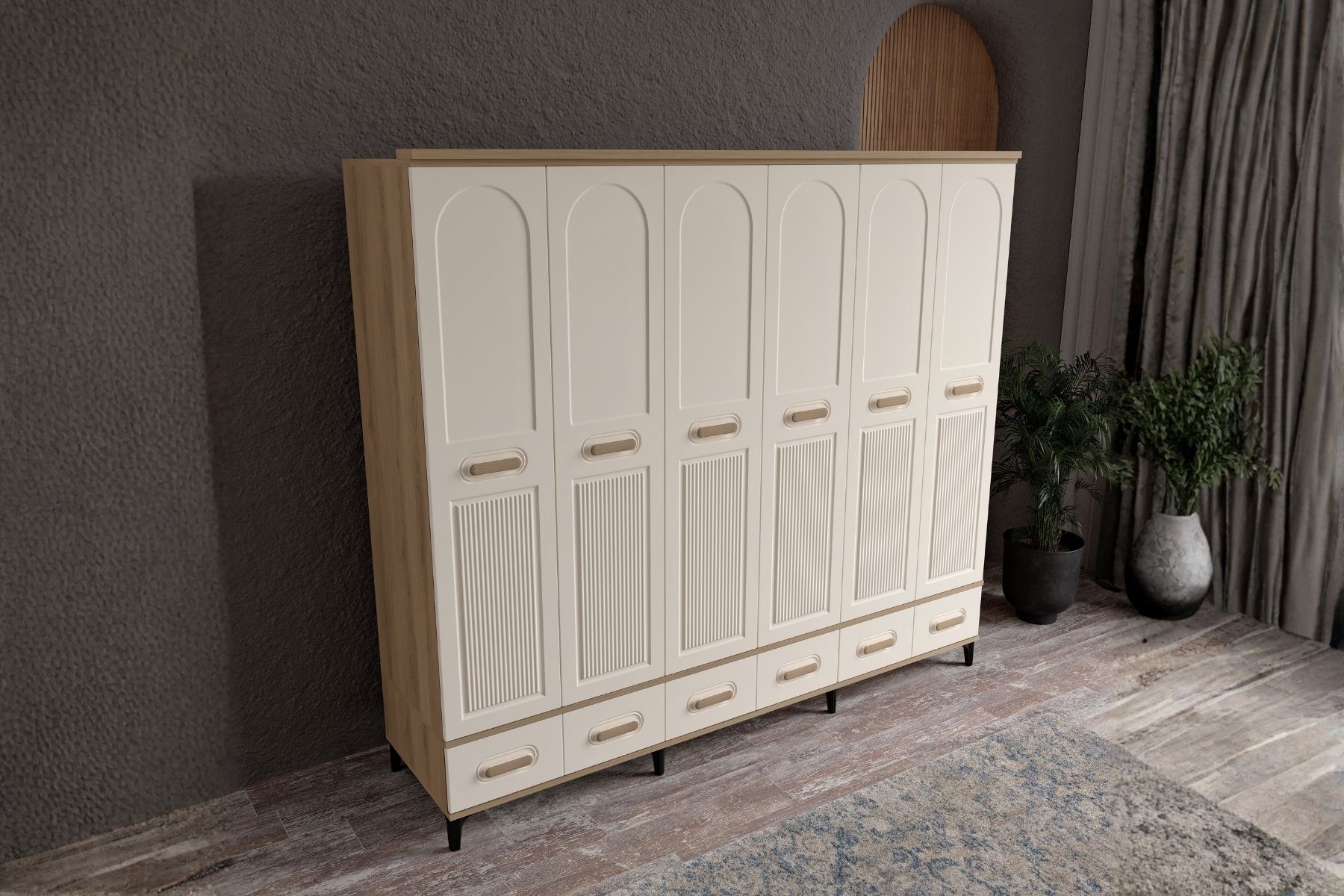 Hima Walnut 6 Kapılı Gardırop 