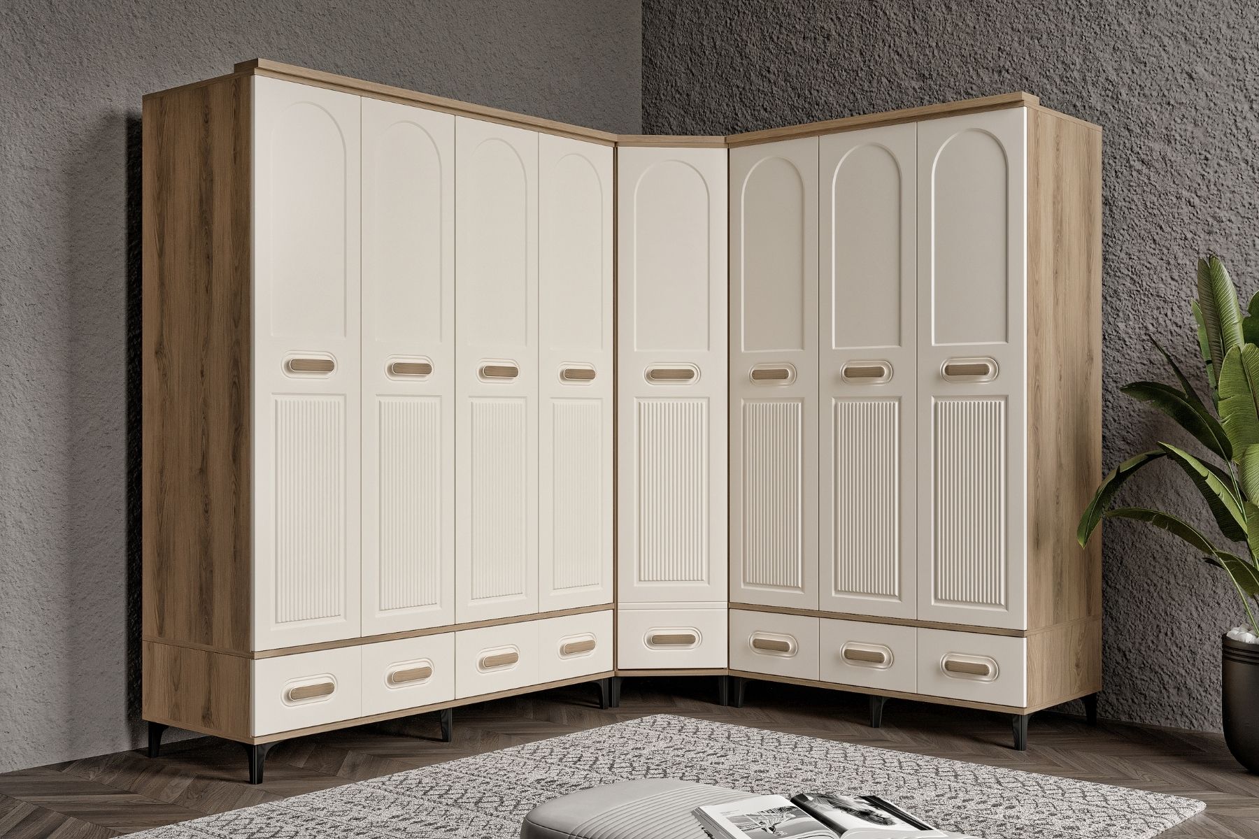 Hima Walnut Köşe Gardırop