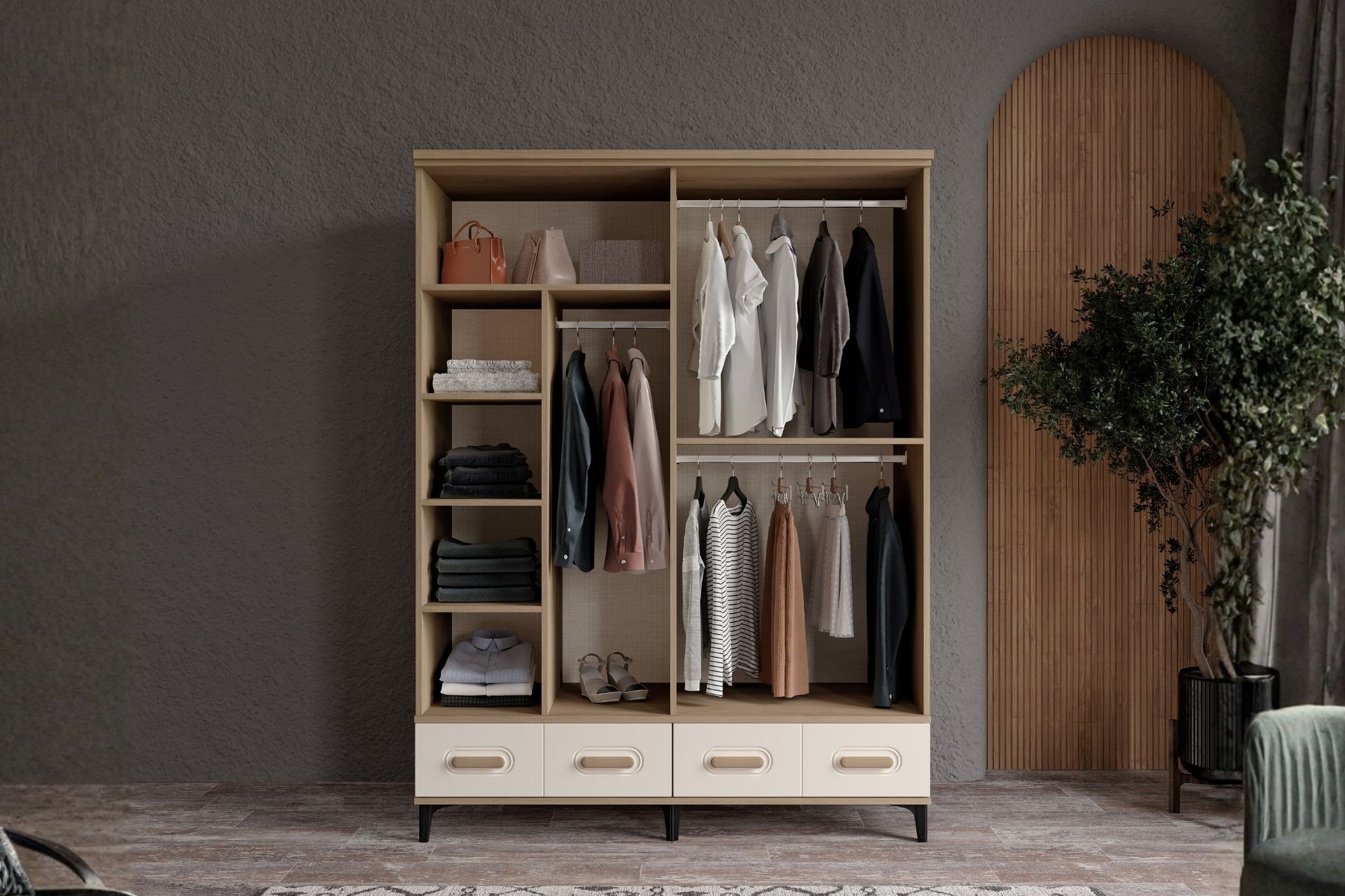 Hima Walnut Köşe Gardırop