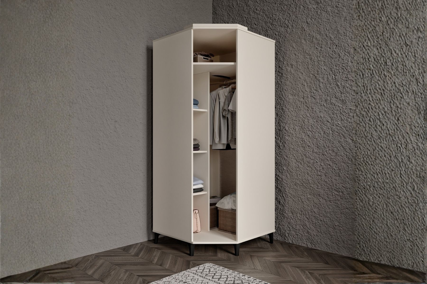 Hima Walnut Köşe Gardırop