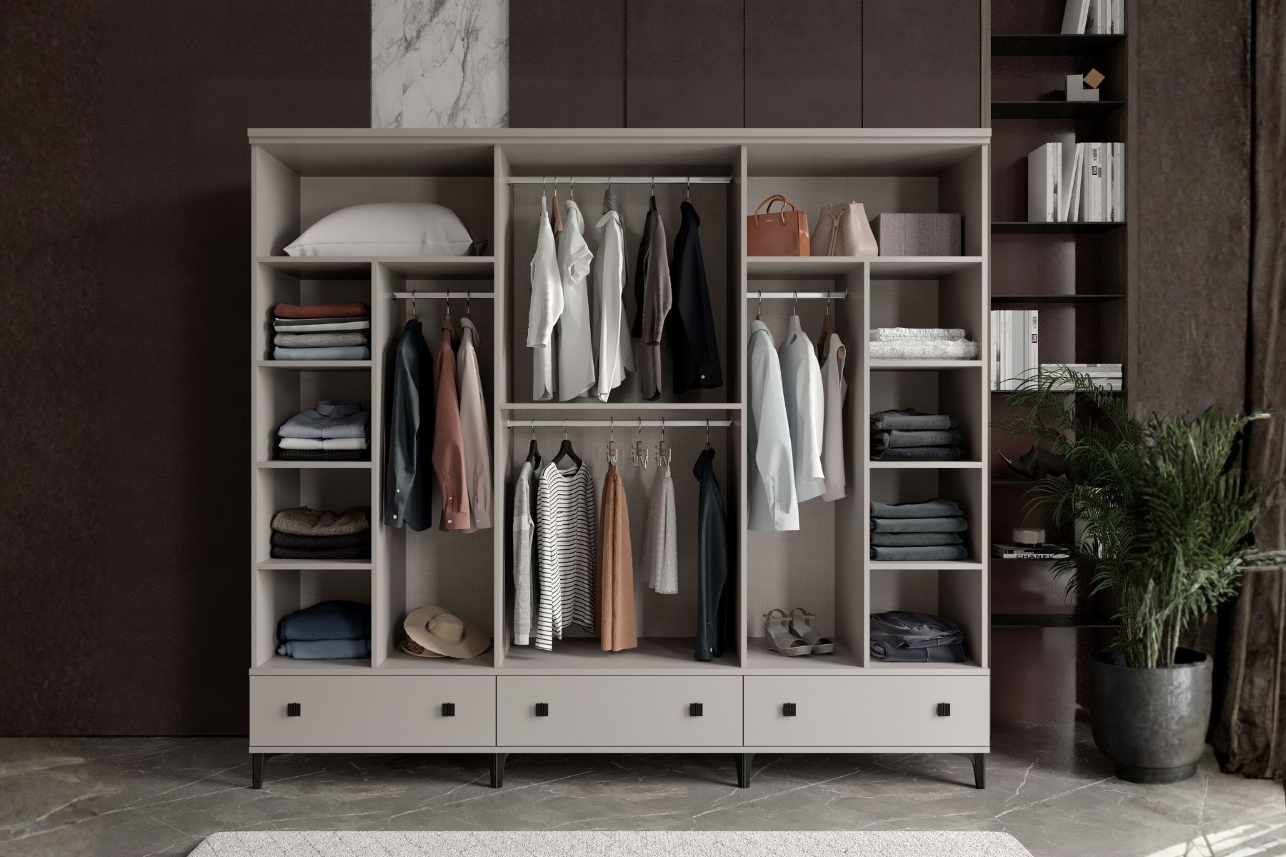 Arona 6 Kapılı Camlı Gardırop 