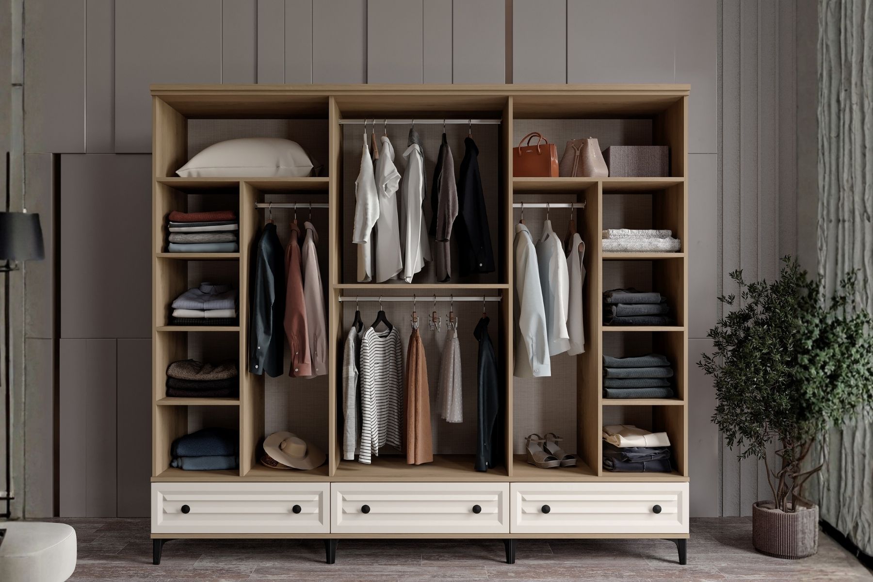 Risk Walnut 6 Kapılı Gardırop 