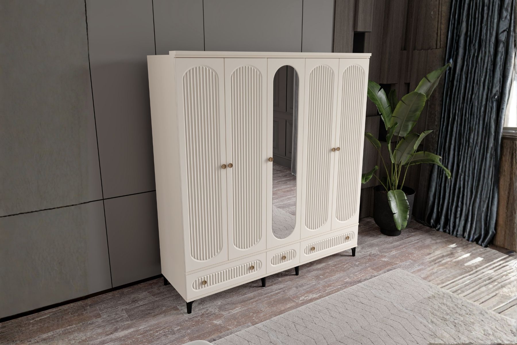 Cast Moon 5 Kapılı Aynalı Gardırop 