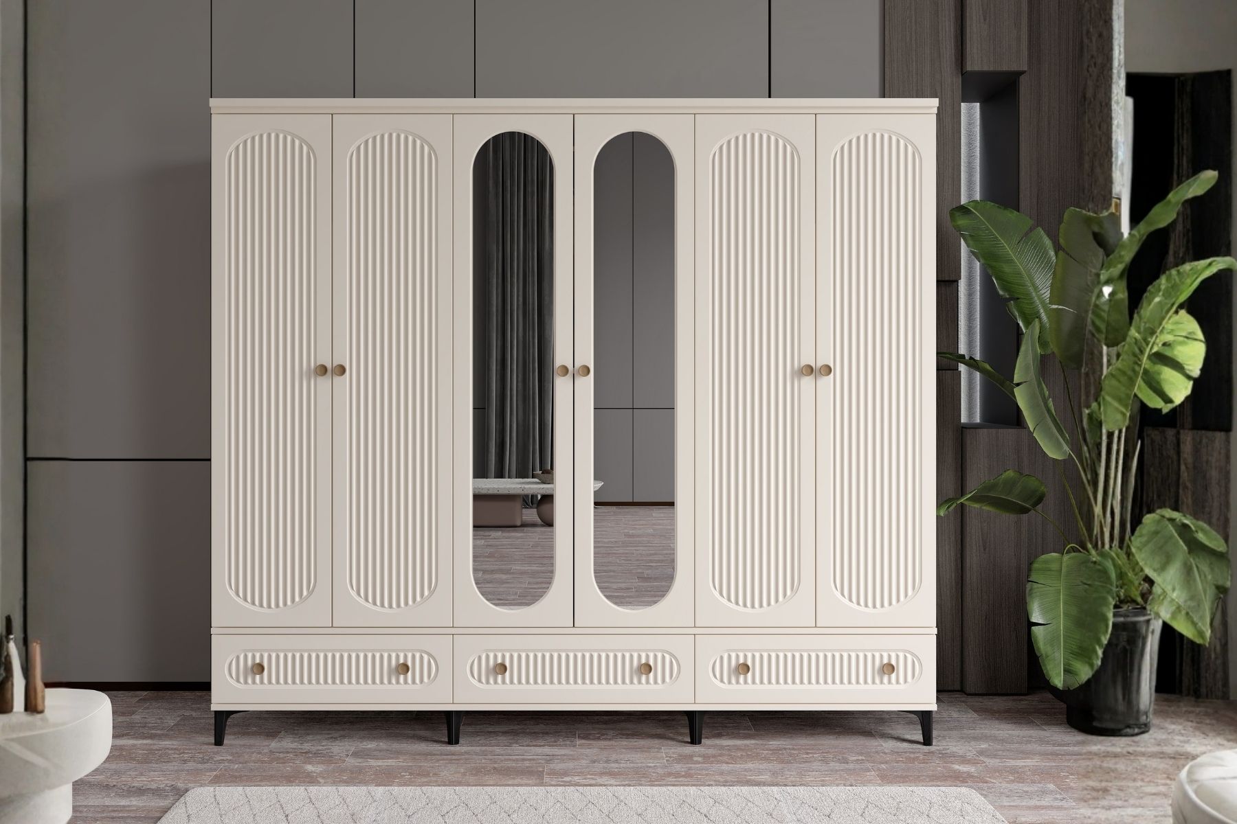 Cast Moon 6 Kapılı Aynalı Gardırop 