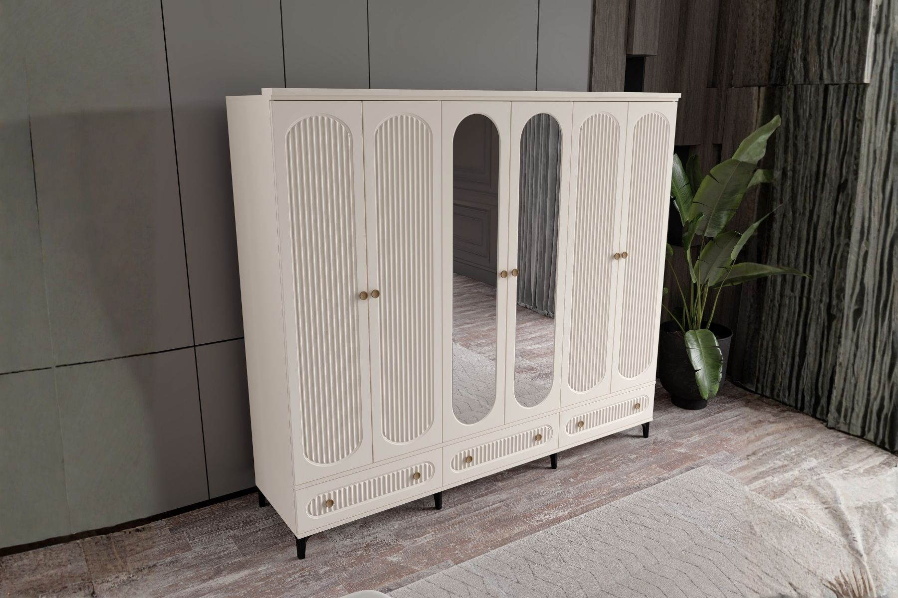 Cast Moon 6 Kapılı Aynalı Gardırop 