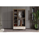 Cast Walnut 3 Kapılı Aynalı Gardırop 
