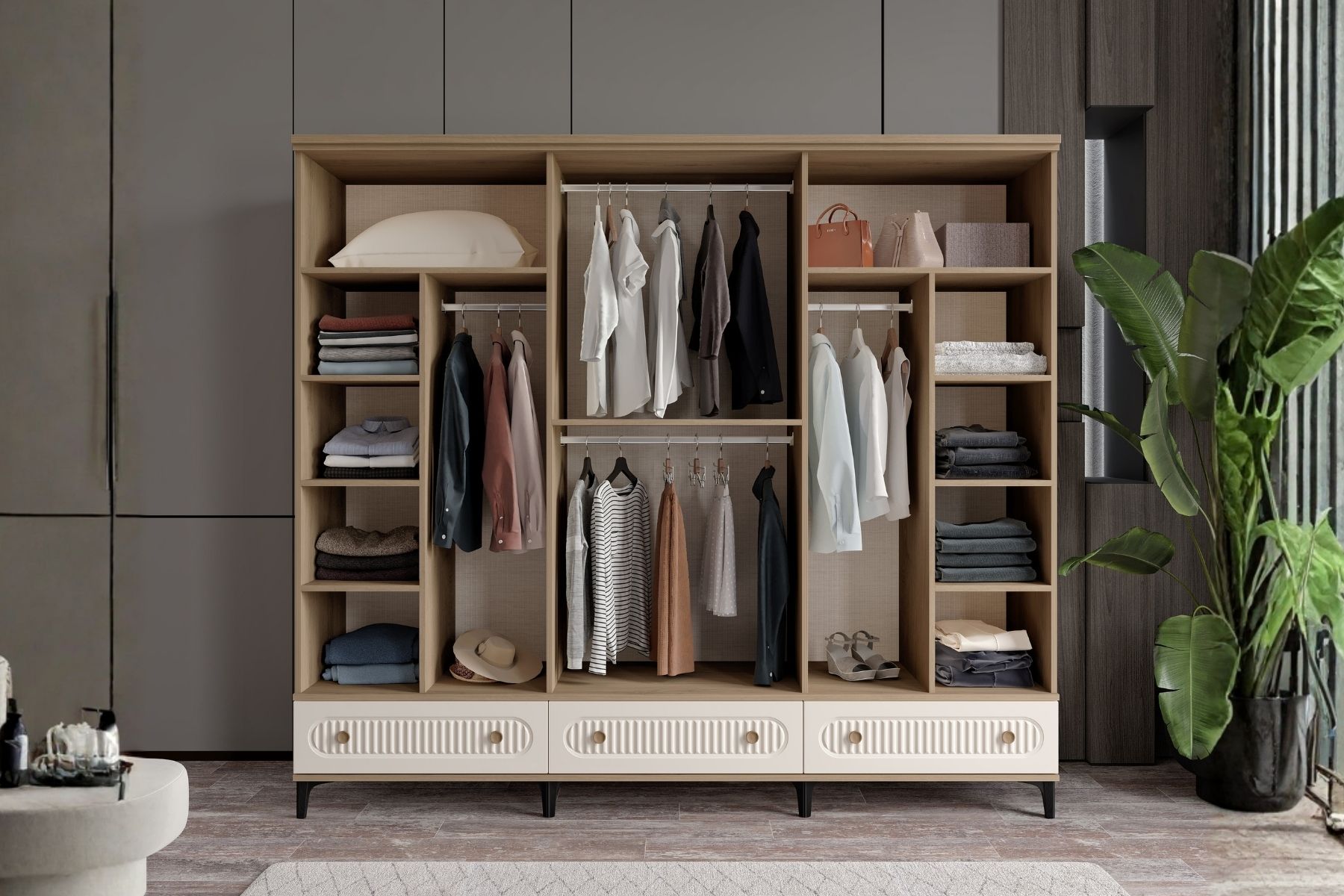 Cast Walnut 6 Kapılı Gardırop 