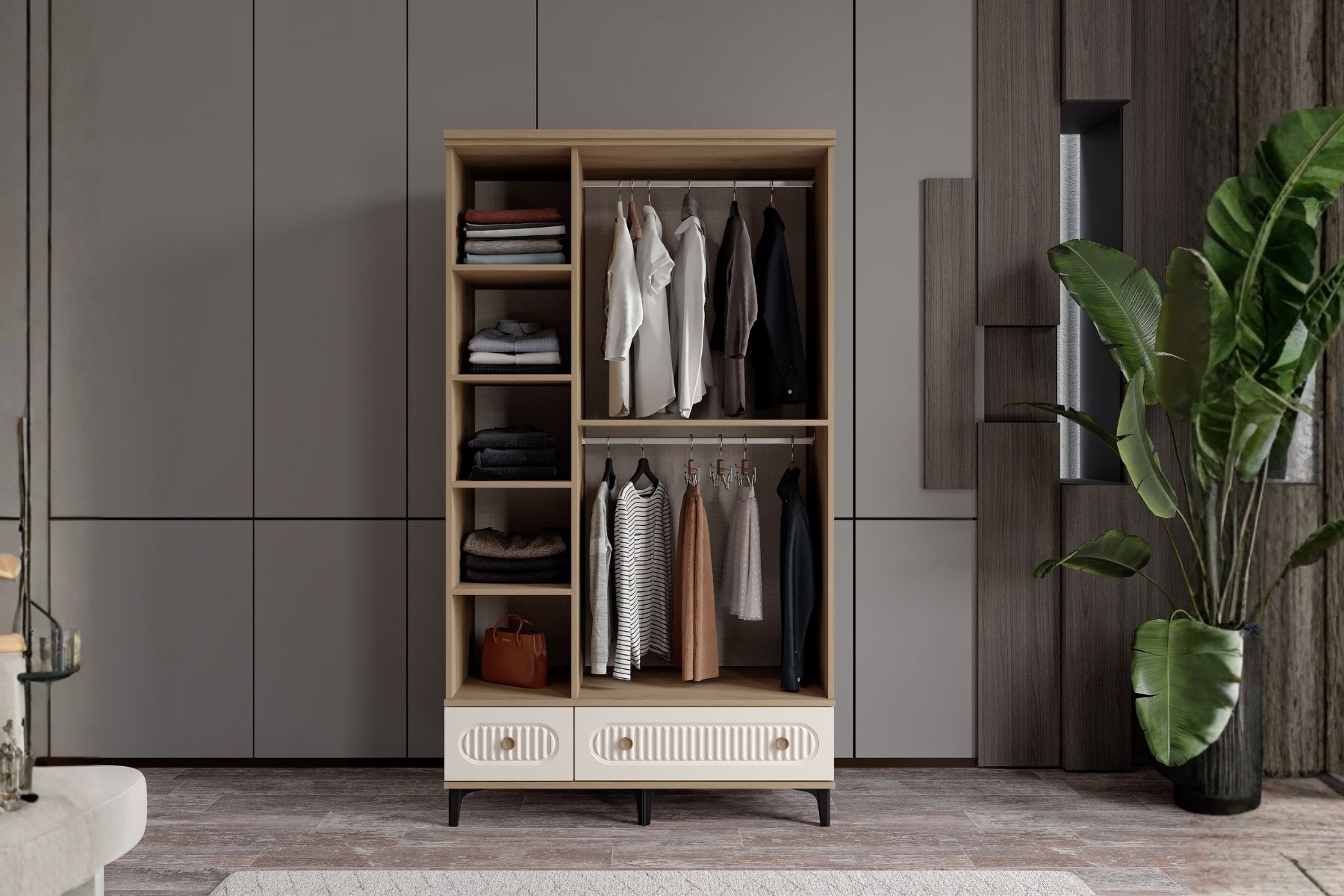 Cast Walnut Köşe Gardırop 