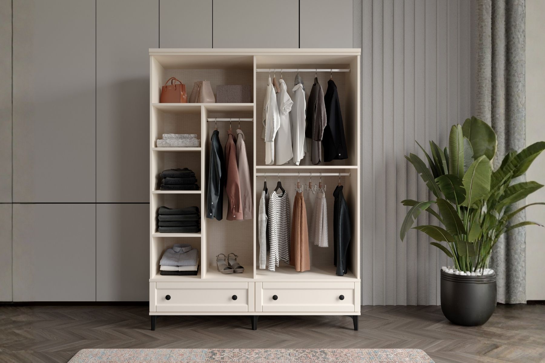 Duns Moon 4 Kapılı Camlı Gardırop 