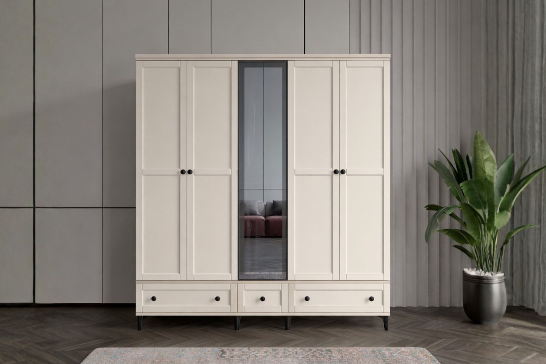 Duns Moon 5 Kapılı Camlı Gardırop 