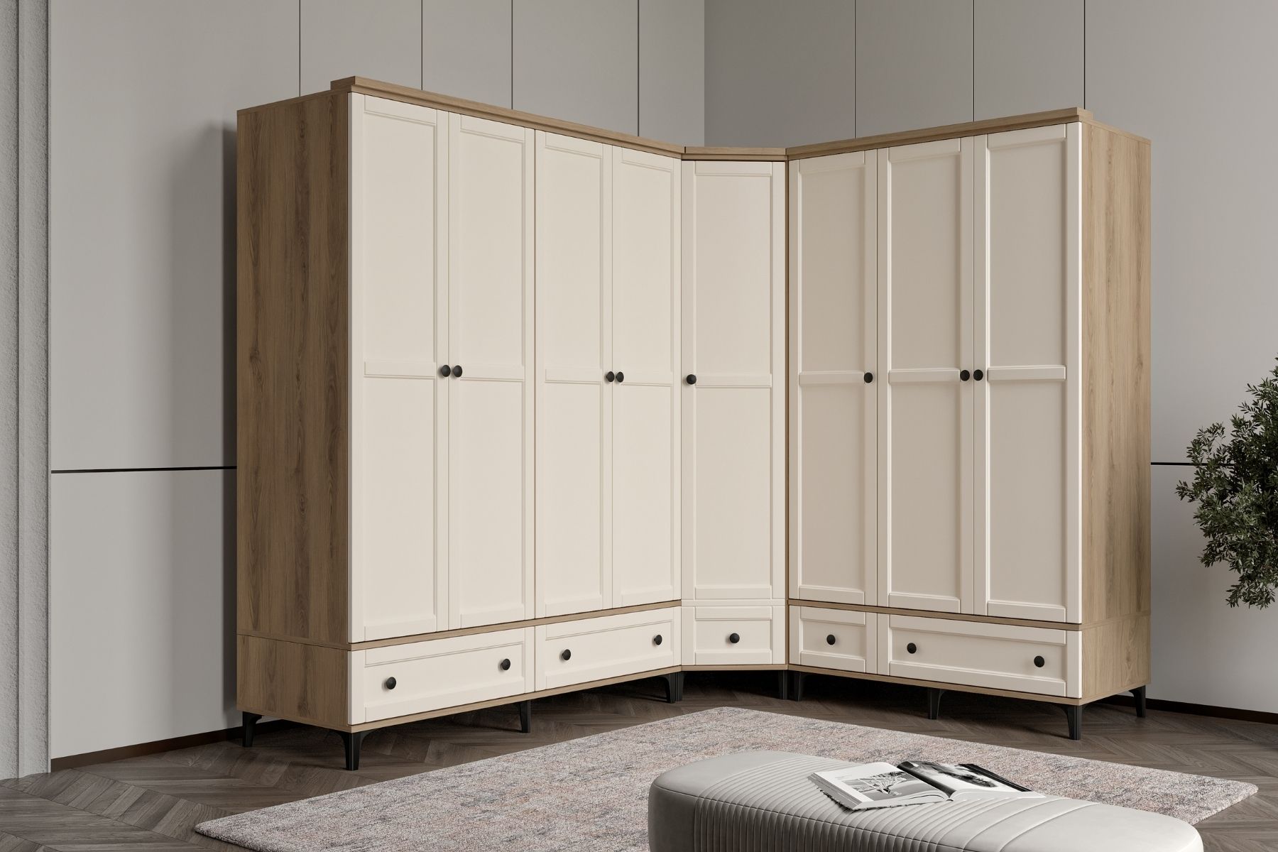 Duns Walnut Köşe Gardırop 