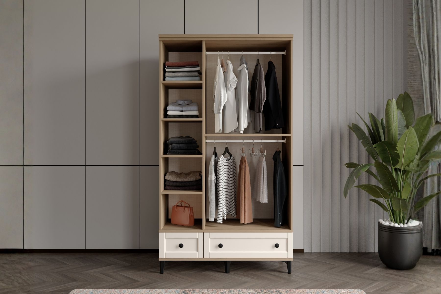 Duns Walnut Köşe Gardırop 