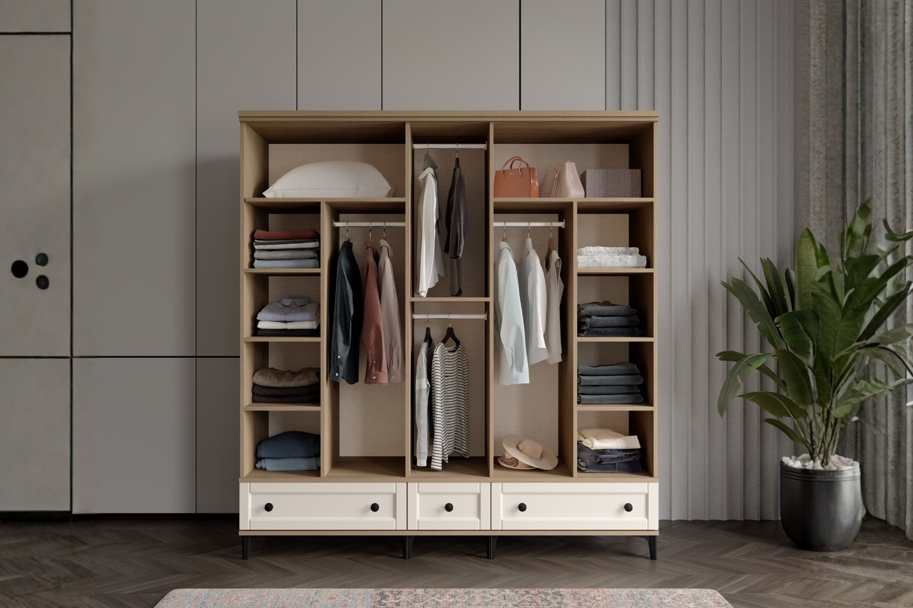 Duns Walnut Köşe Gardırop 