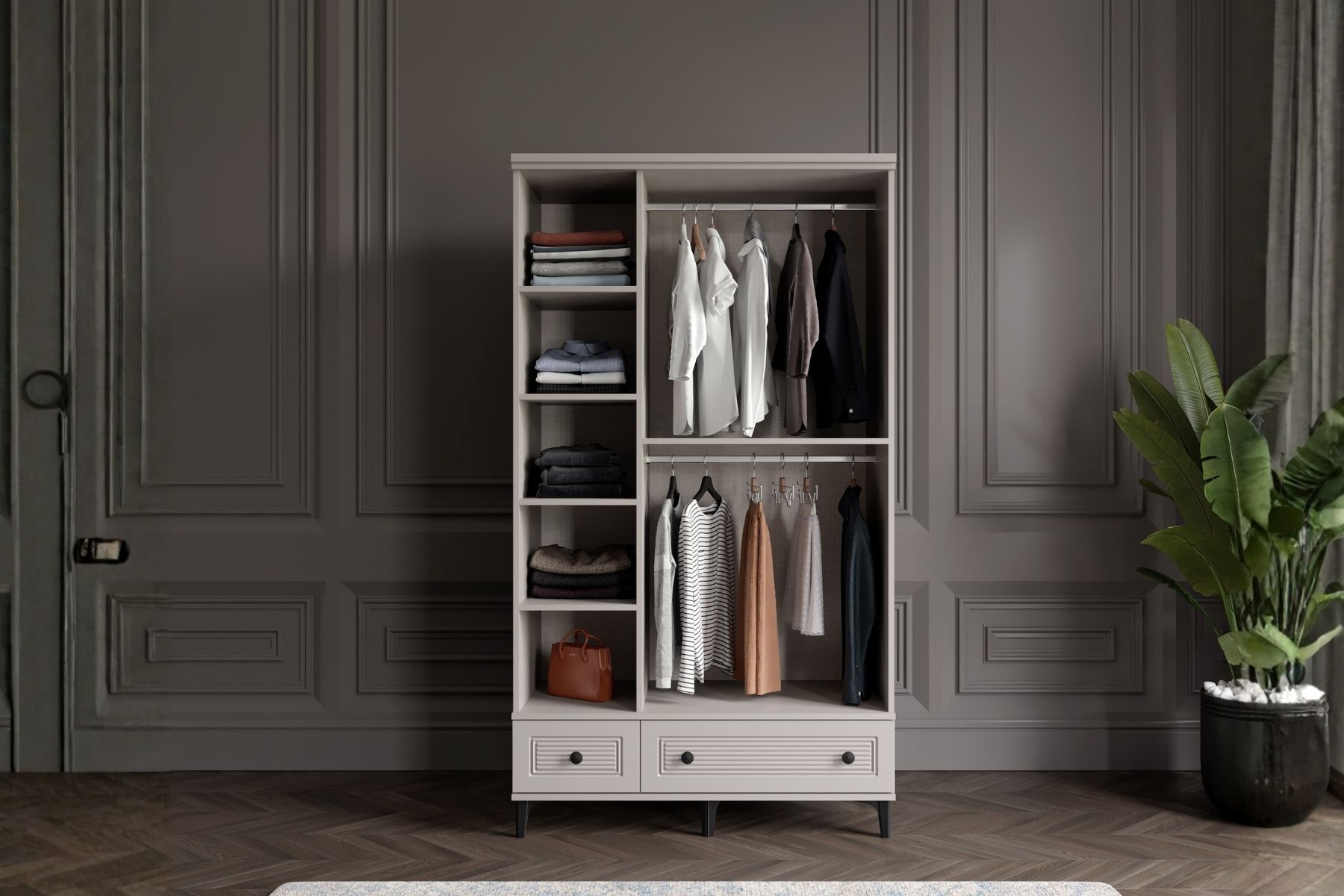 Zare Moon 3 Kapılı Camlı Gardırop