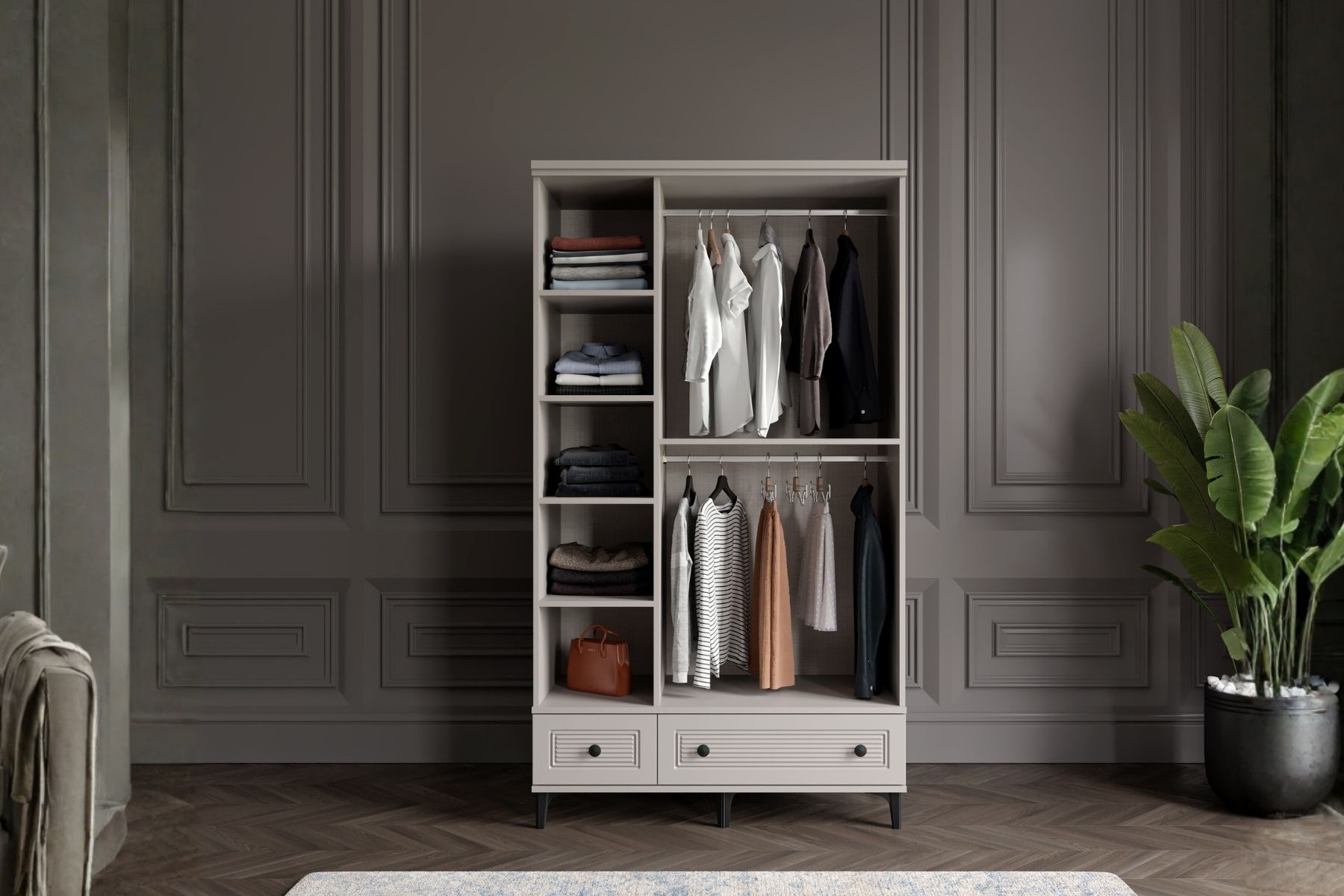 Zare Sand 3 Kapılı Camlı Gardırop