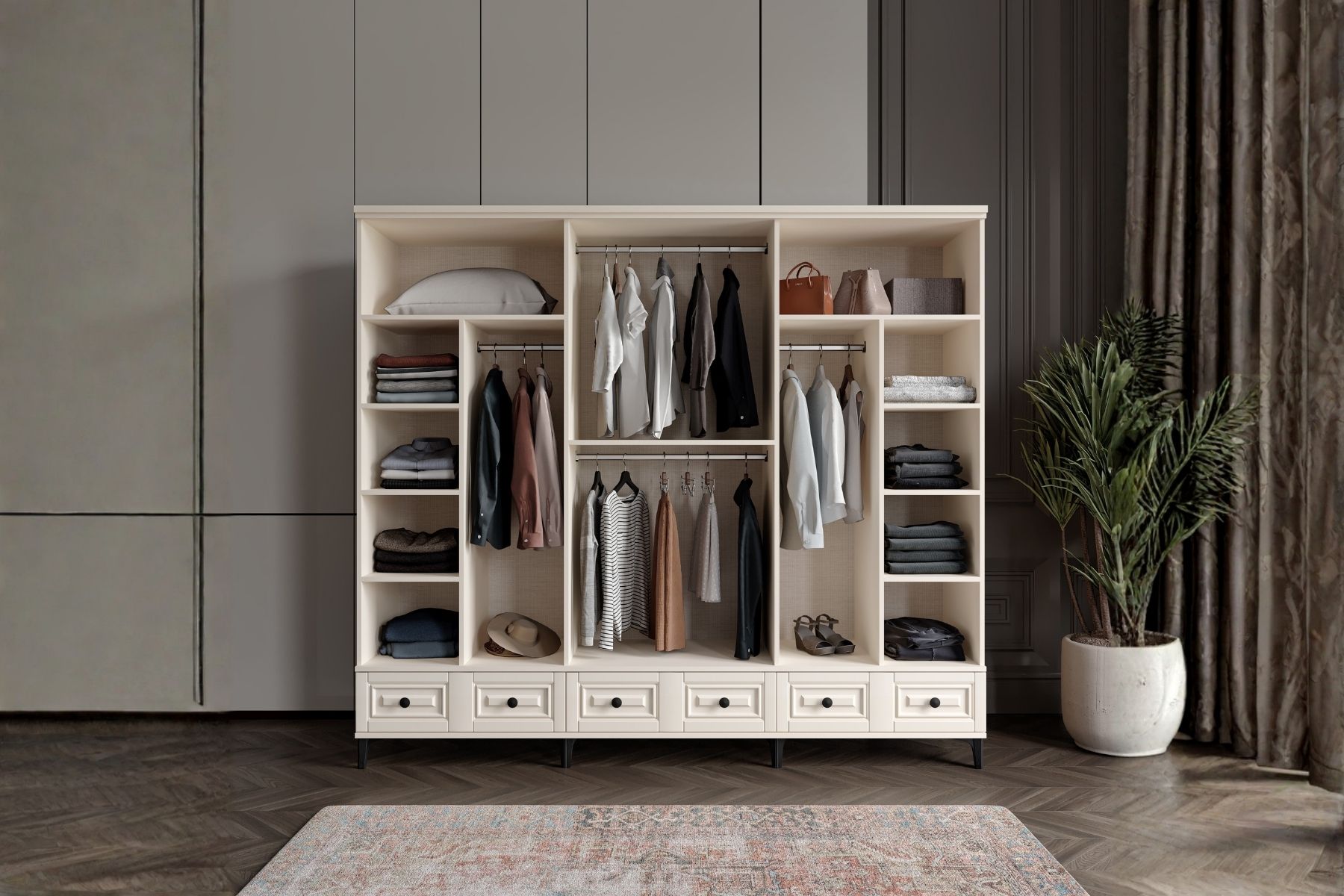 Merz Moon 6 Kapılı Camlı Gardırop 