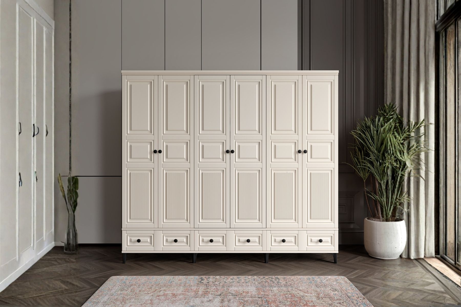 Merz Walnut 6 Kapılı Gardırop