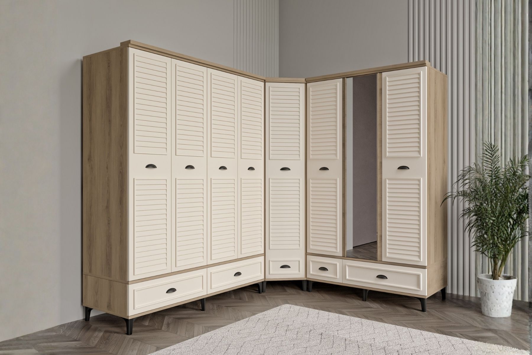 Char Walnut Köşe Gardırop 