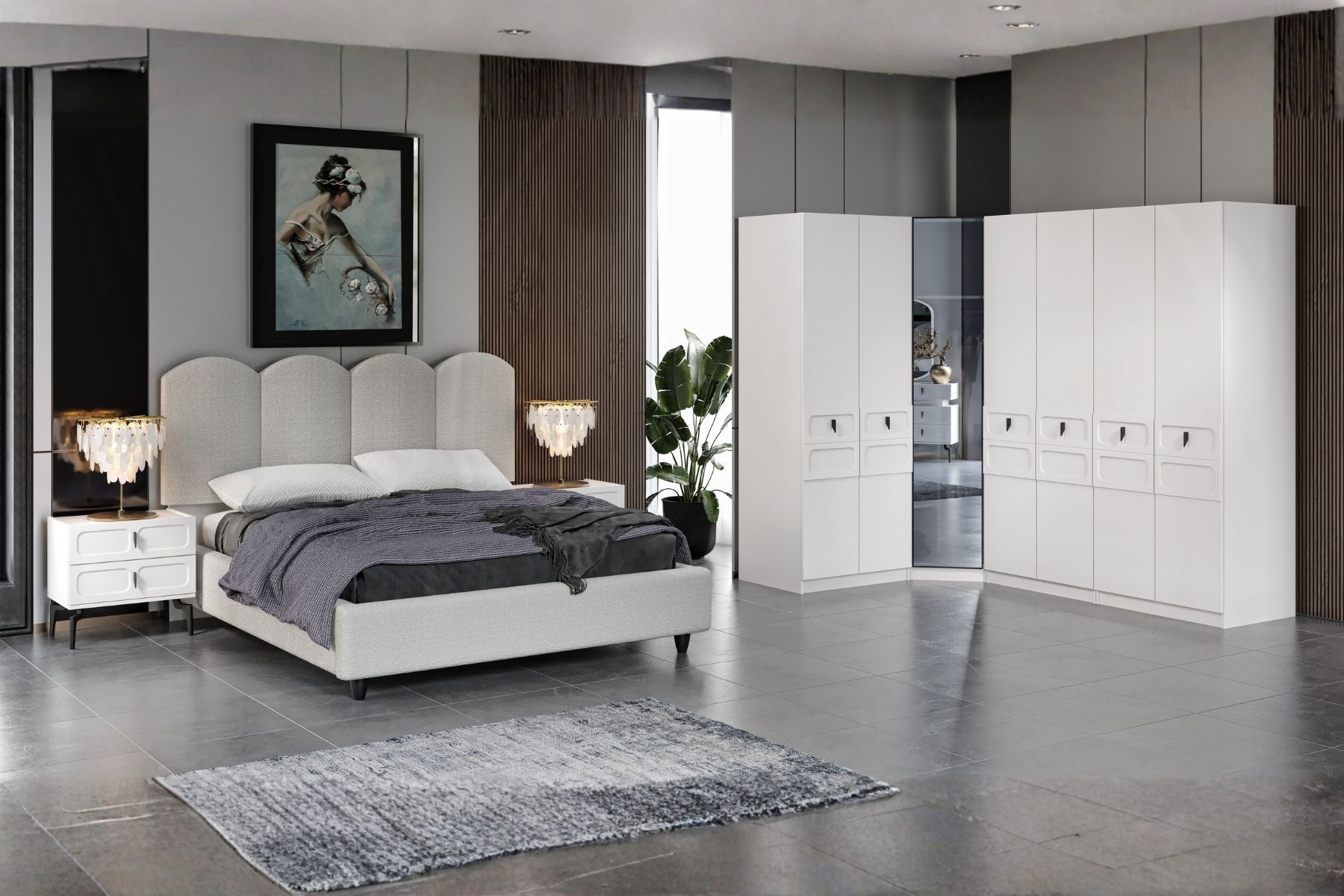 Rain 7 Kapılı Köşe Yatak Odası Takımı