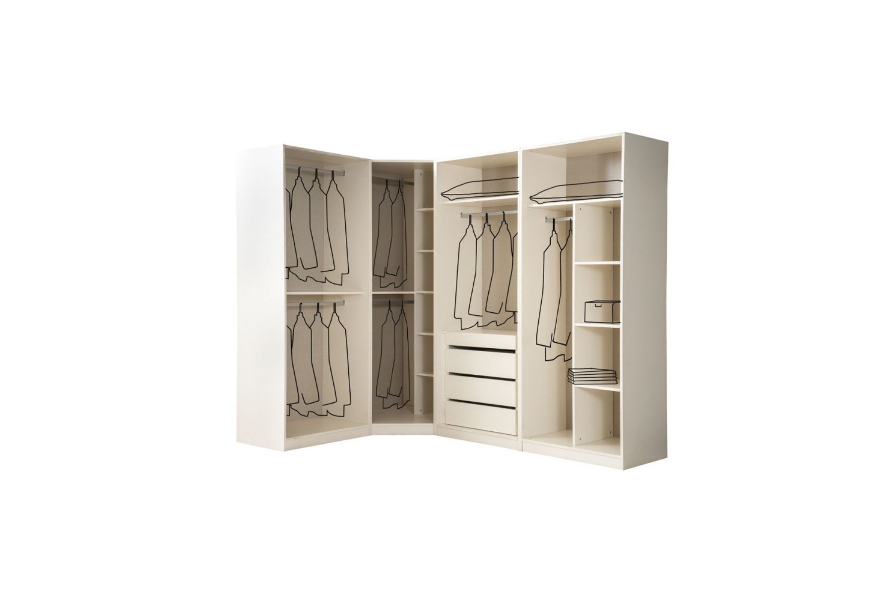 Lucca 7 Kapılı Aynalı Köşe Gardırop 