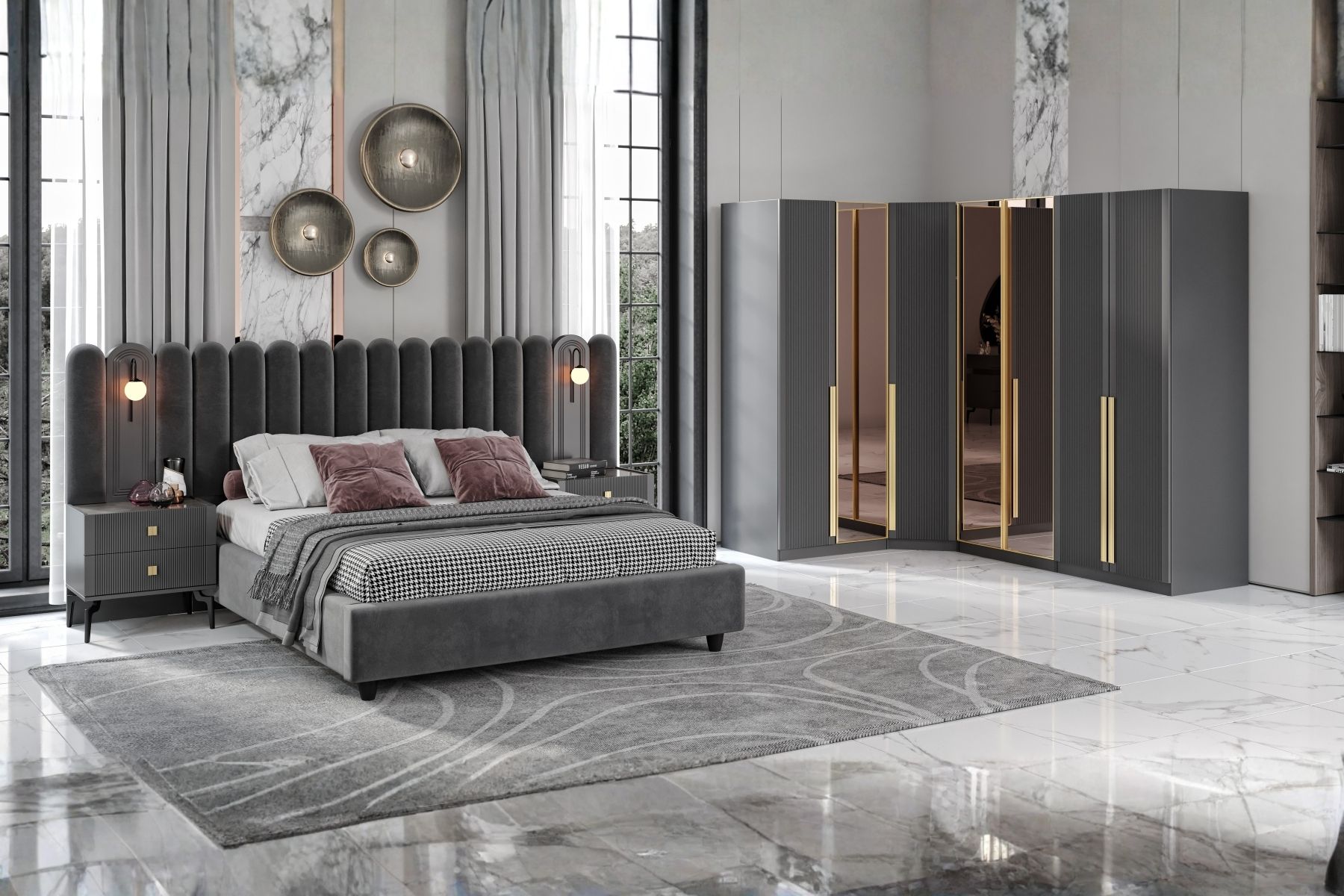 Talic 7 Kapılı Köşe Yatak Odası Takımı 