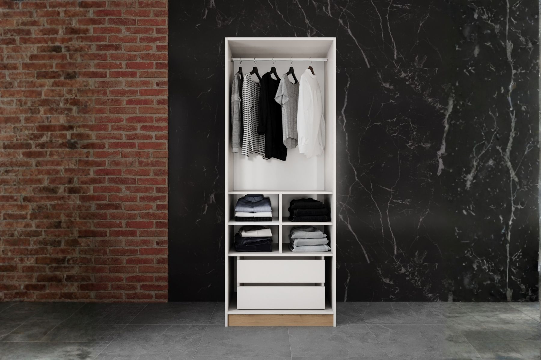 Tins 5 Kapılı Camlı Köşe Gardırop