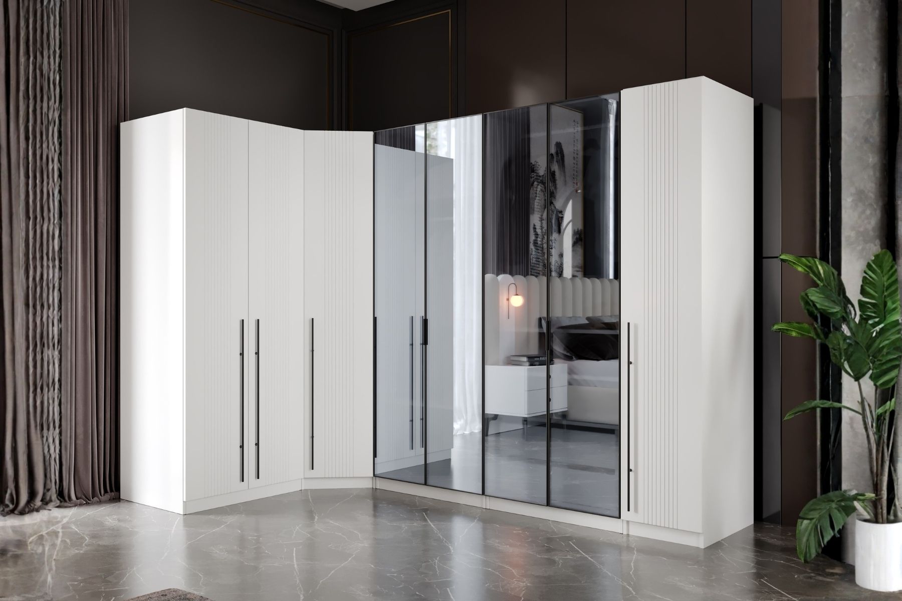 Tins 8 Kapılı Köşe Gardırop