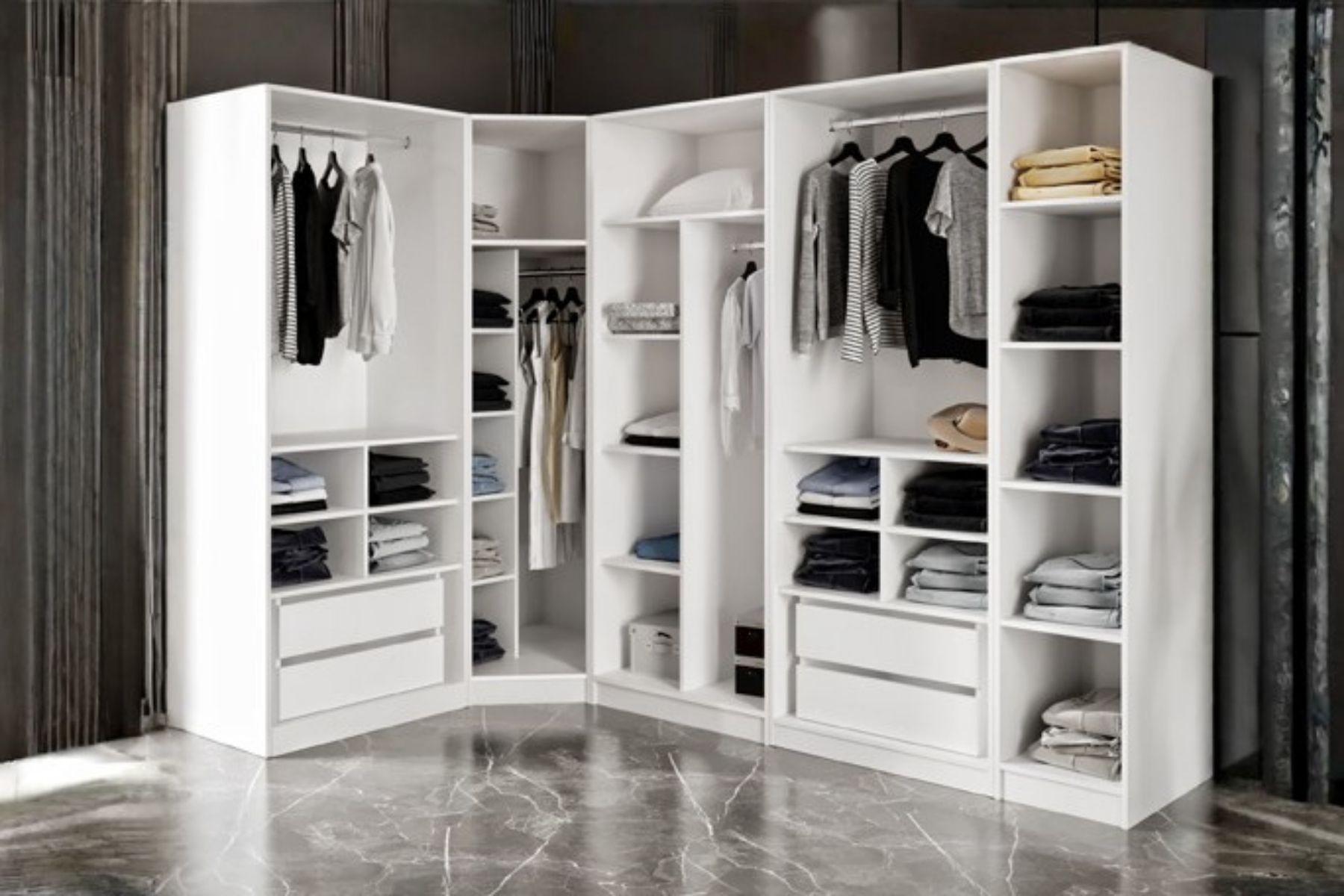 Tins 7 Kapılı Köşe Gardırop