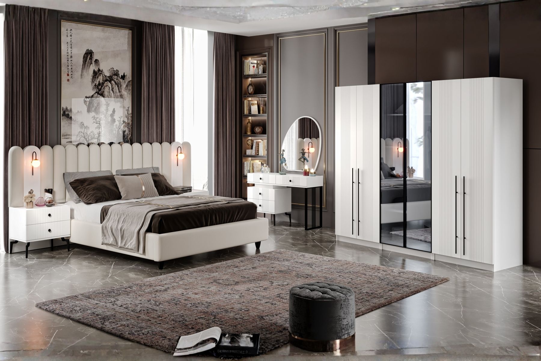 Tins 6 Kapılı Camlı Yatak Odası Takımı