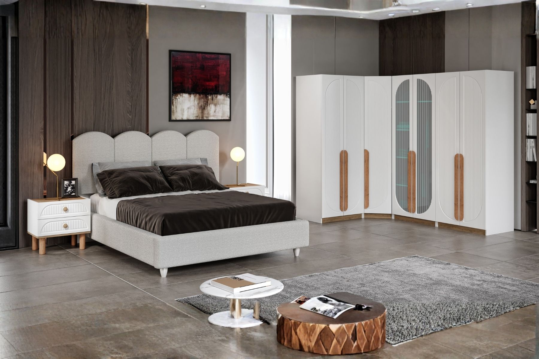 Shila 7 Kapılı Köşe Yatak Odası Takımı