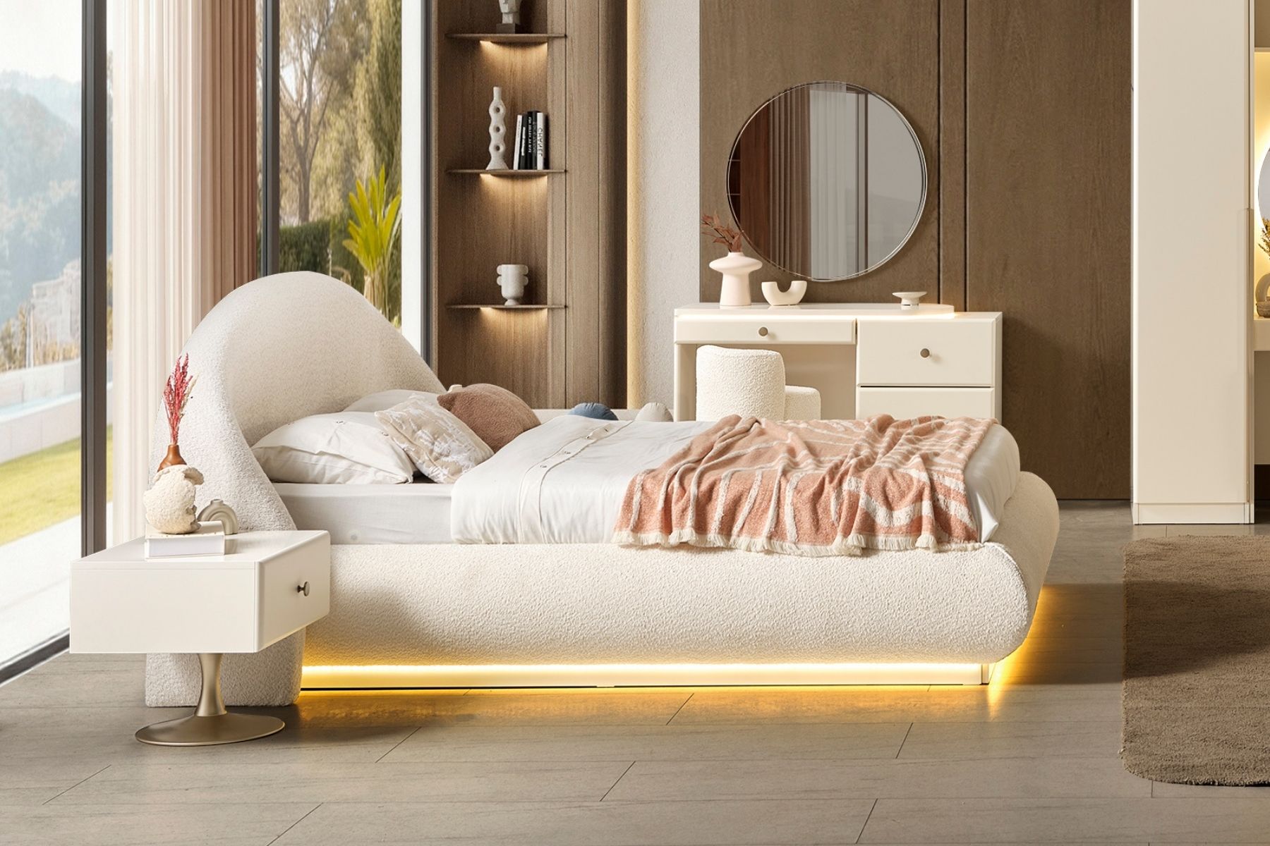 Marle Reflekte Camlı Köşe Yatak Odası Takımı 