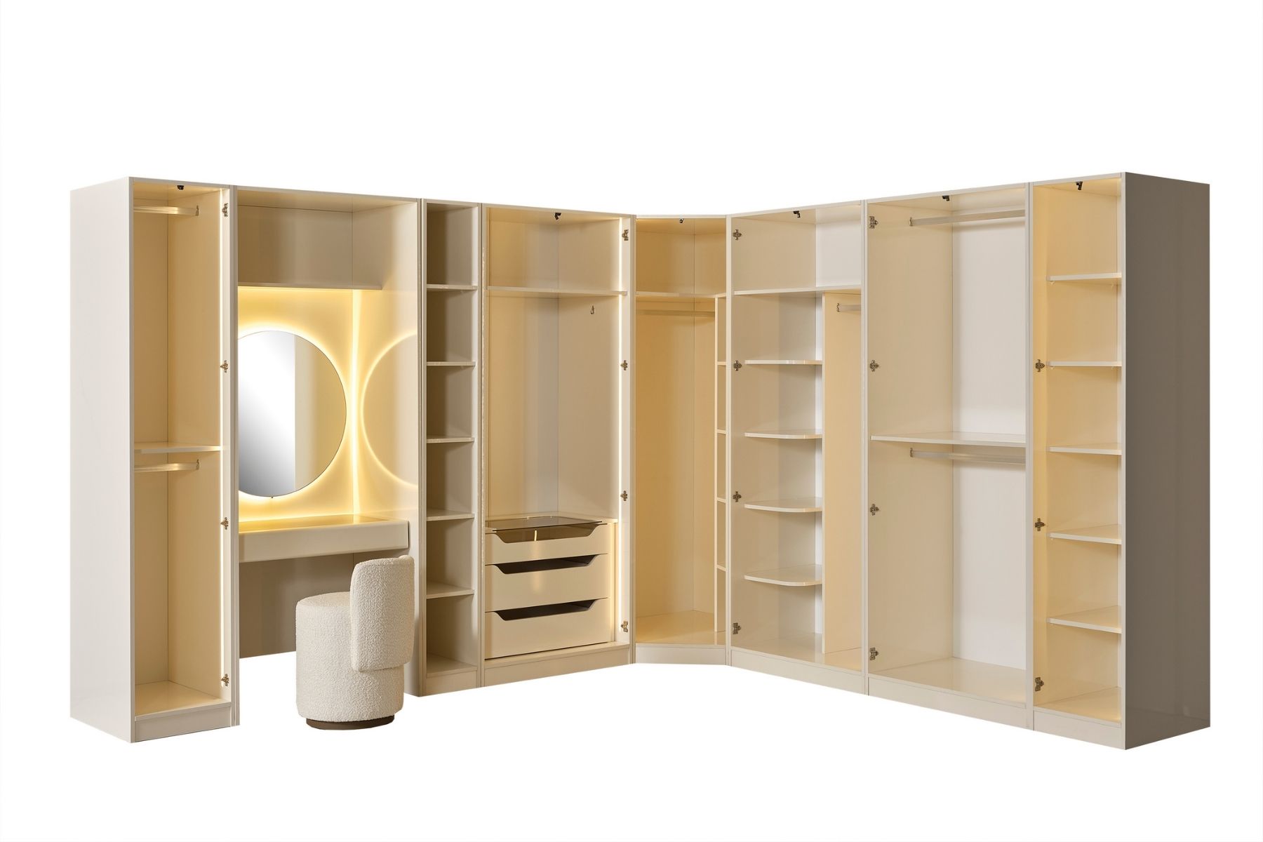 Marle Reflekte Camlı Köşe Yatak Odası Takımı 