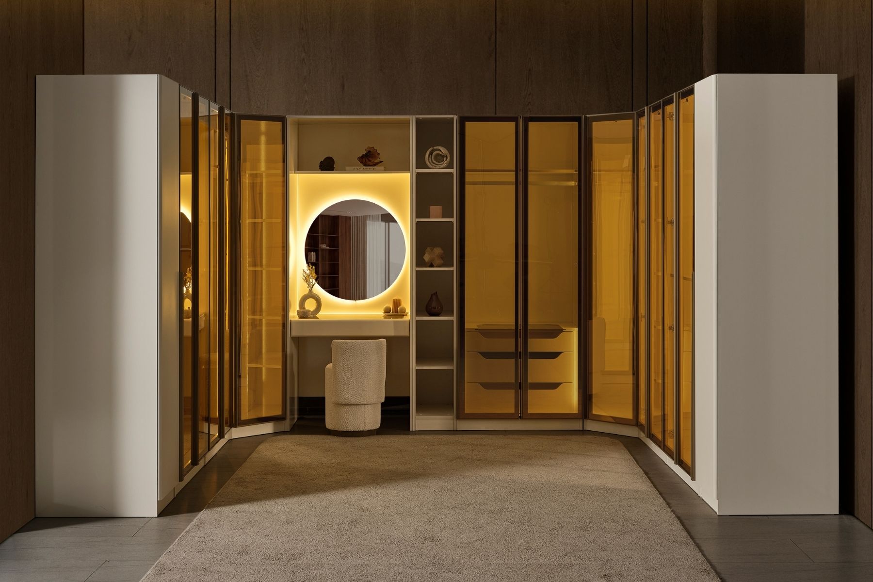 Marle Lux Reflekte Camlı Köşe Gardırop 