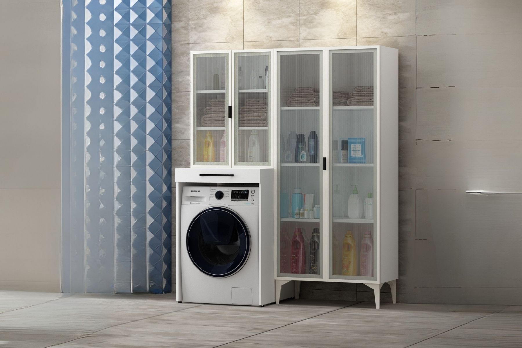 Yen 4 Kapaklı Çamaşır Makinesi Dolabı Yen 4 Kapaklı Çamaşır Makinesi Dolabı