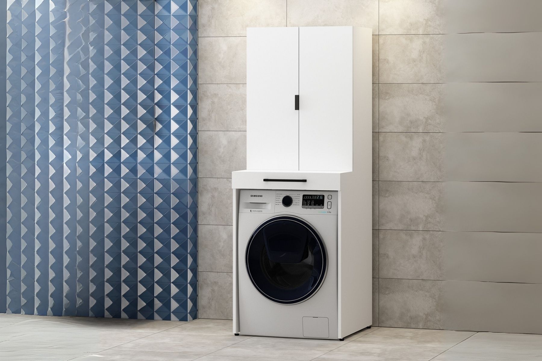 Yen 2 Kapaklı Beyaz Çamaşır Makinesi Dolabı Yen 2 Kapaklı Beyaz Çamaşır Makinesi Dolabı
