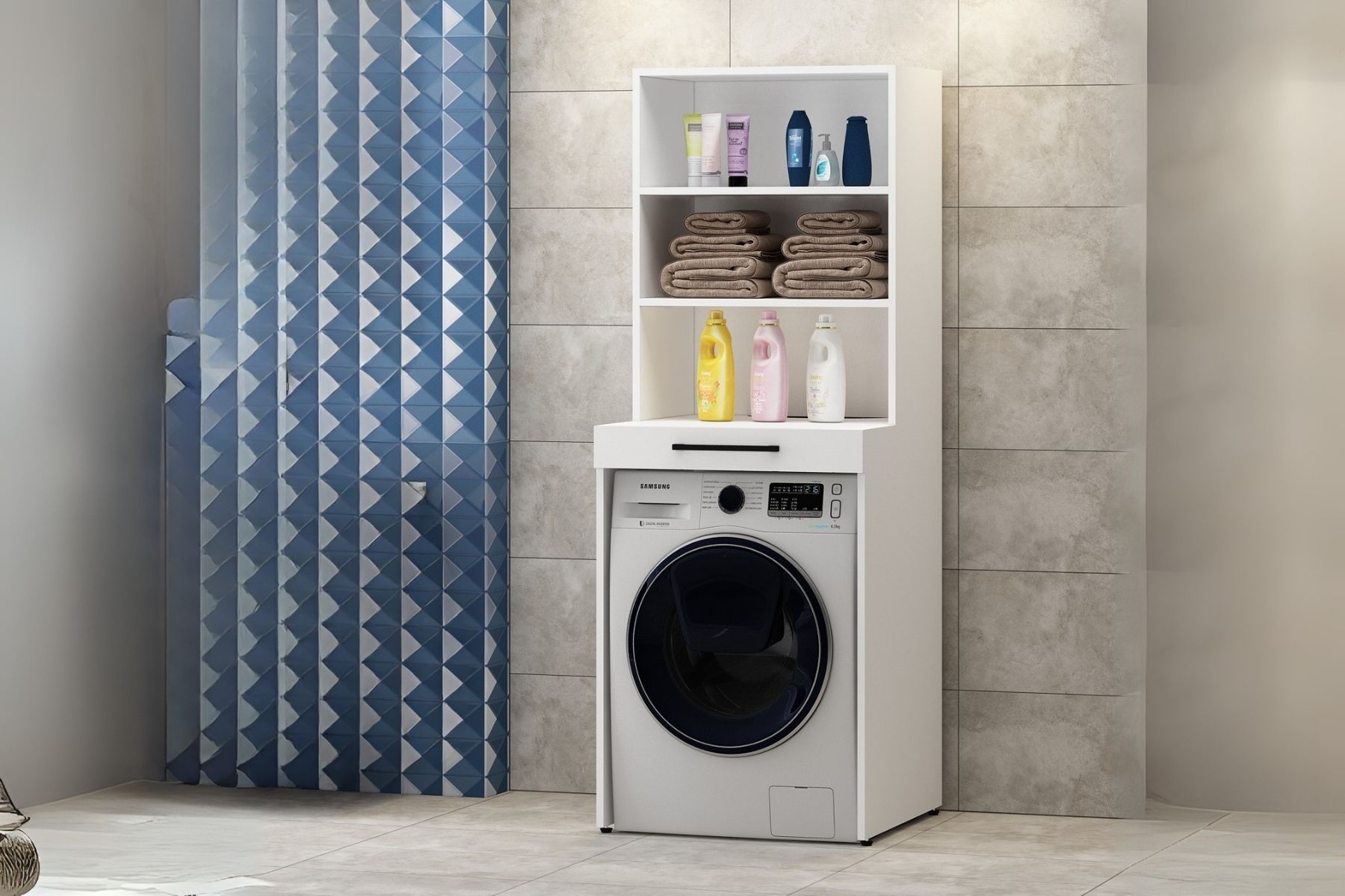 Yen Raflı Çamaşır Makinesi Dolabı Yen Raflı Çamaşır Makinesi Dolabı