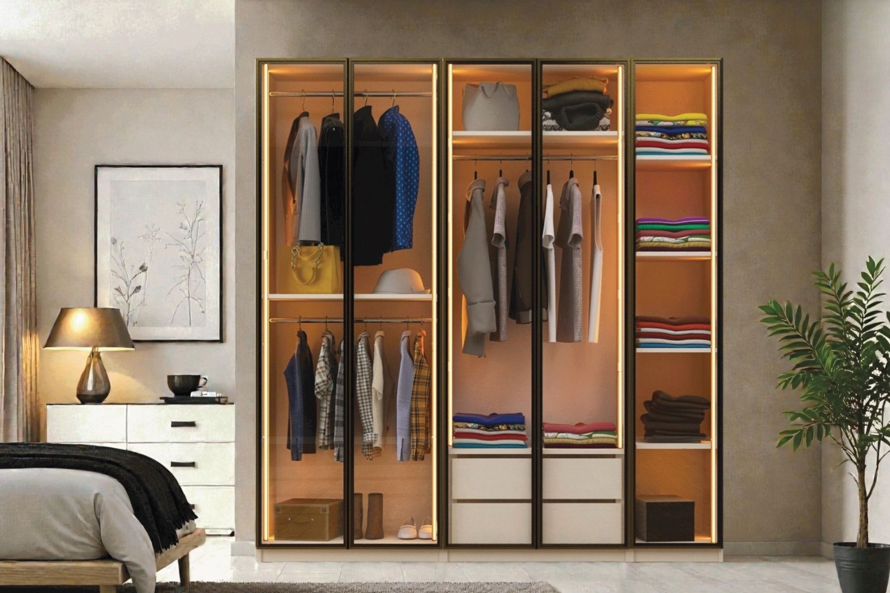 Novis 5 Kapılı Reflekte Camlı Gardırop