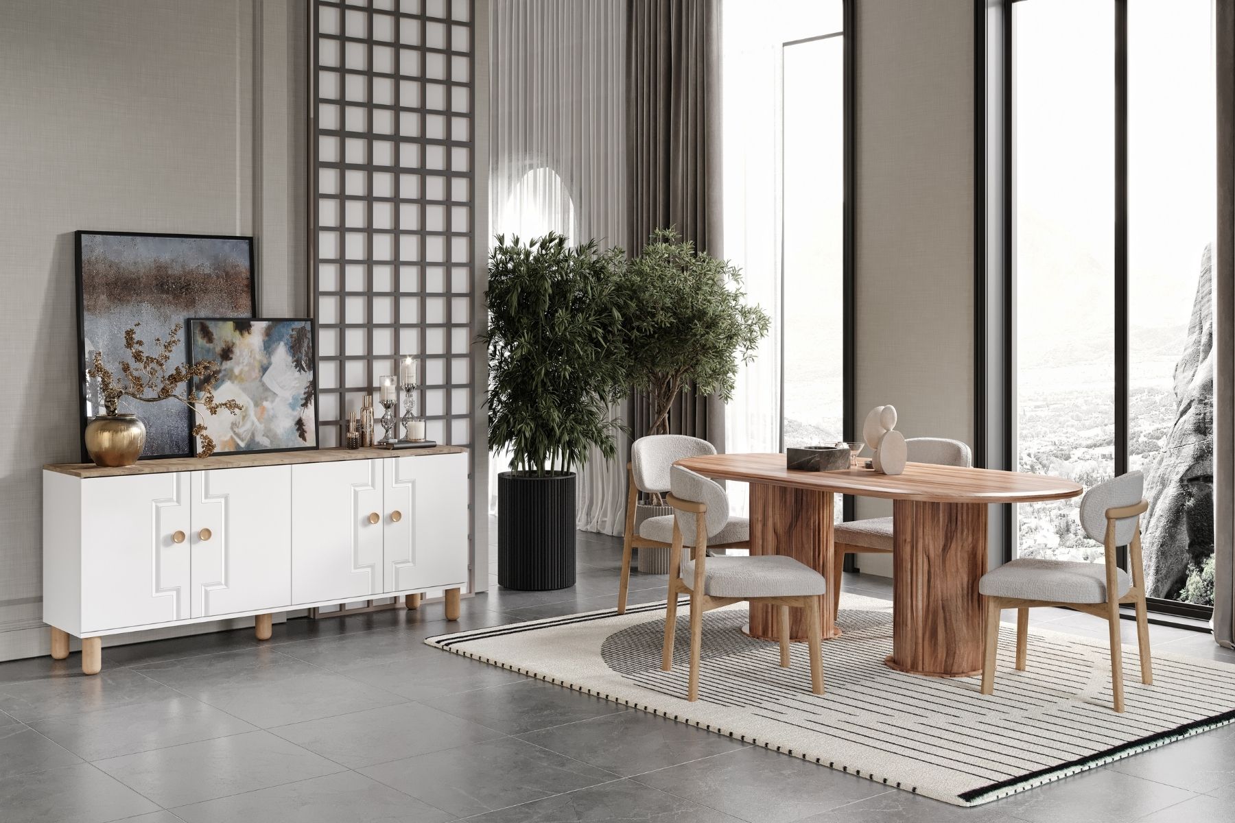 Alden White Yemek Odası Takımı