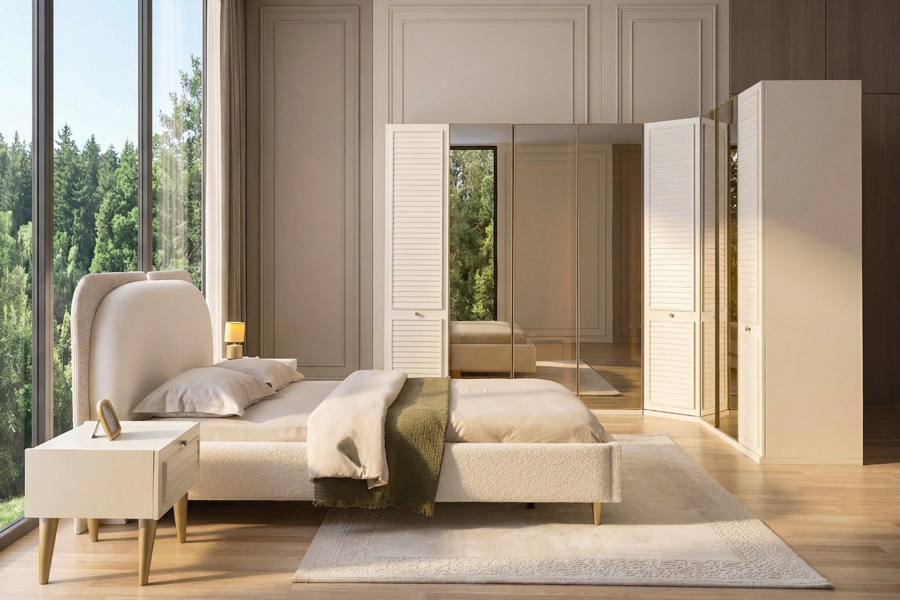 Hella Reflekte Camlı Köşe Yatak Odası Takımı 