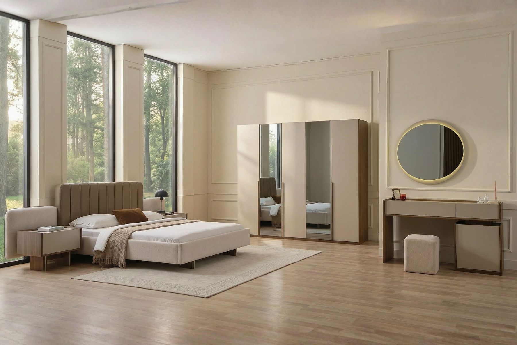 Vanta Orta Reflekte Camlı Yatak Odası Takımı 