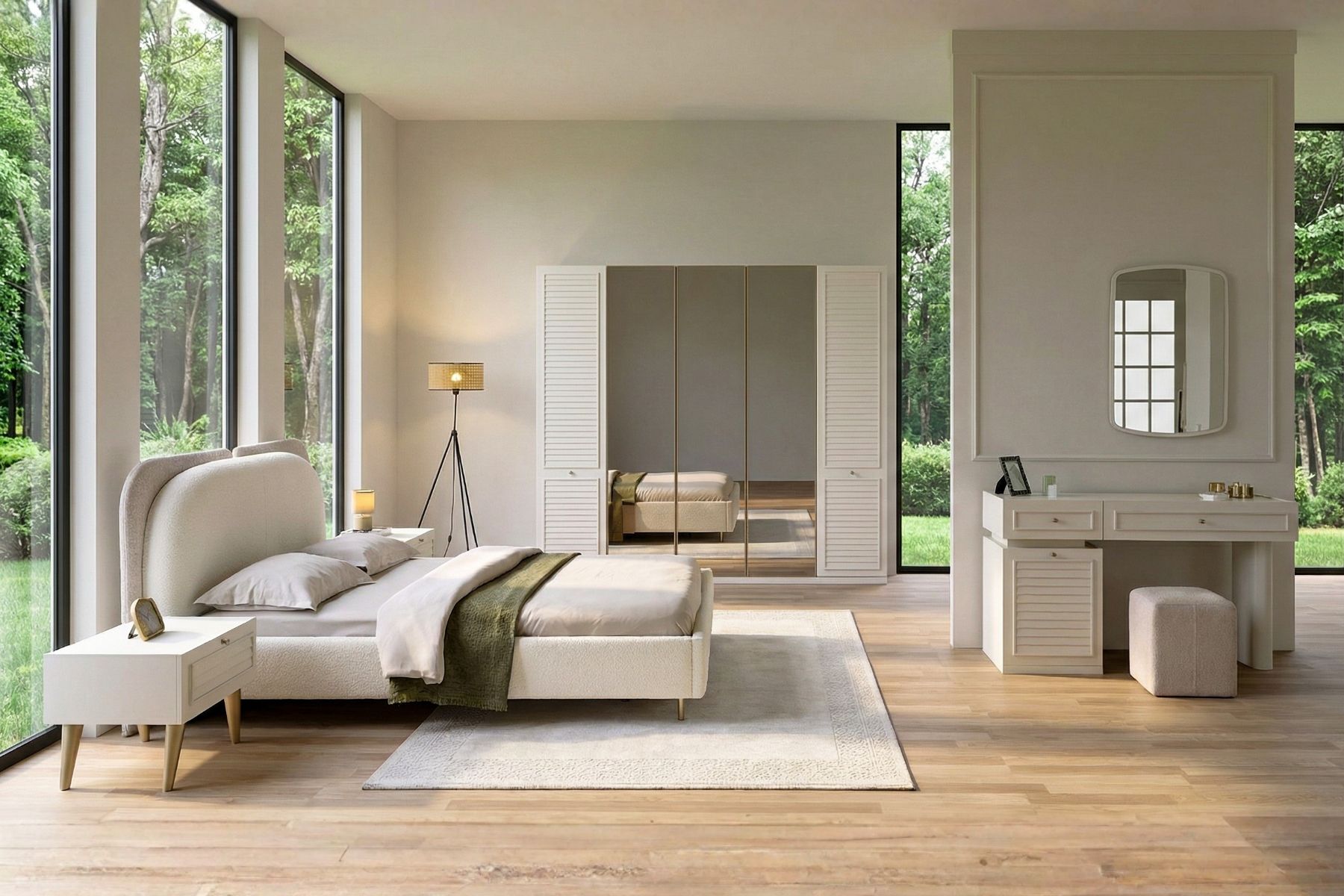 Zenia 5 Kapılı Reflekte Camlı Yatak Odası Takımı