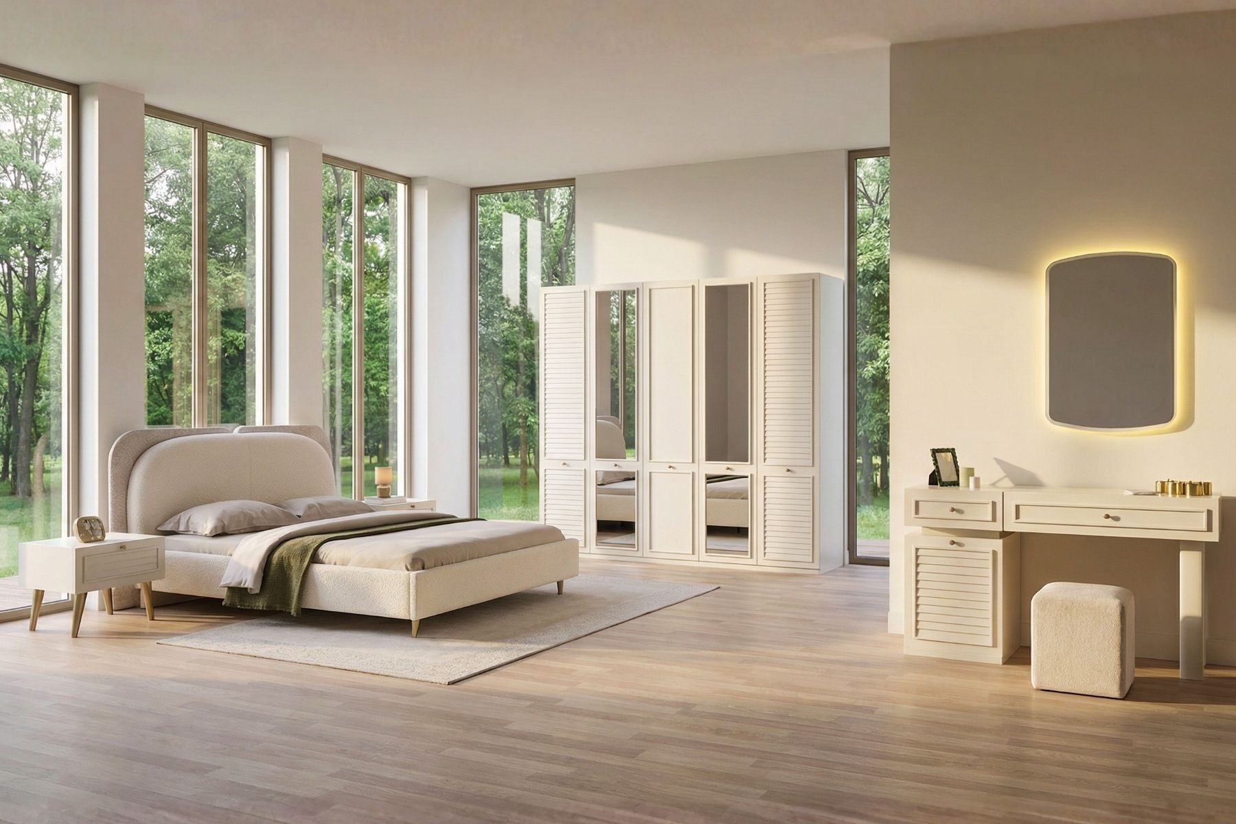 Hella 5 Kapılı 2 Aynalı Yatak Odası Takımı