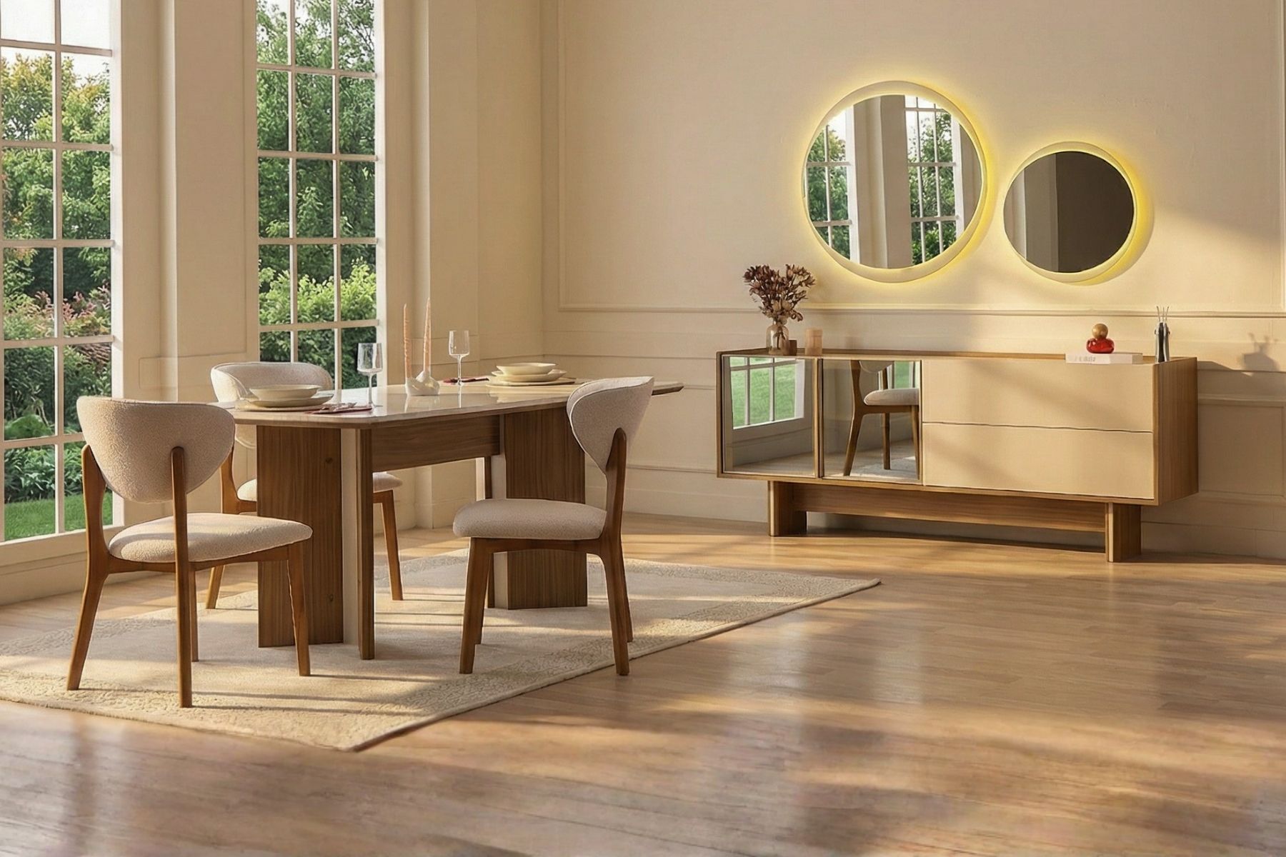Vanta Reflekte Camlı Yemek Odası Takımı 